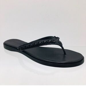 Tory Burch Everly Chain Thong Sandals Black Nappa Women’s Size 7 Medium